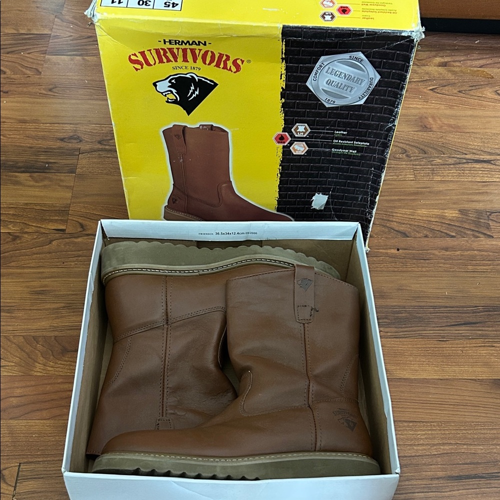 Men's Herman Survivors Seminole Brown Leather Pull On Boots Sz 11 45